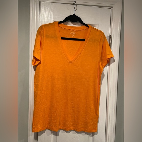 J. Crew Tops - NWOT J. Crew Size L Orange Slub Cotton Tee Shirt V Neck Short Sleeve Lightweight
